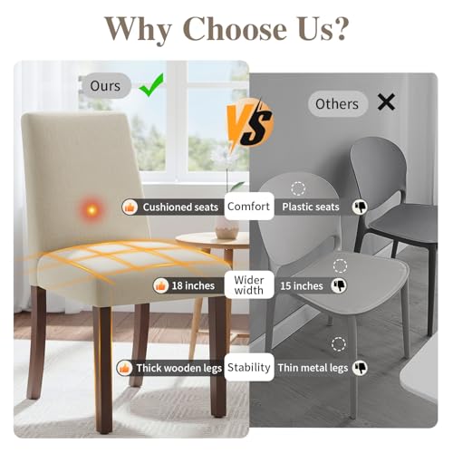 Parsons Dining Chairs Set of 2, Upholstered Kitchen Chairs with Wood Legs