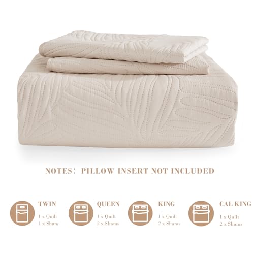Exclusivo Mezcla 3-Piece King Quilt Bedding Set - Leaf Pattern Microfiber