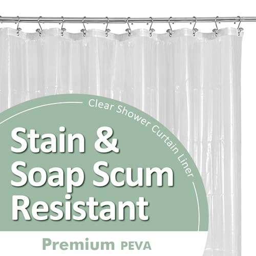 Barossa Design Clear Shower Curtain Liner, Waterproof PEVA, 72"