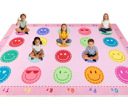 5'x7'6" Classroom Area Rug with 15 Seating Spots, Non-Slip Kids Carpet