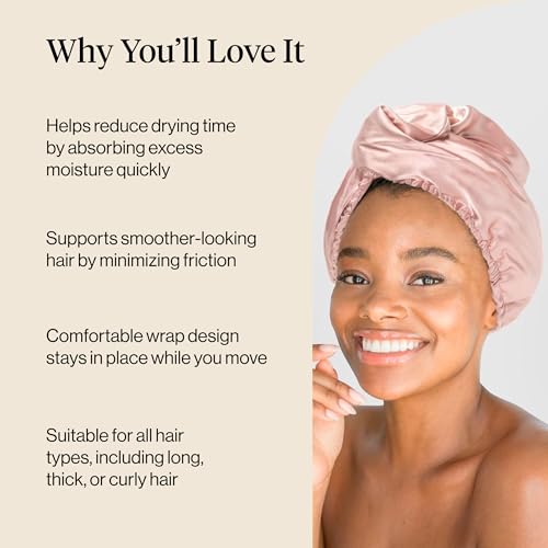 Kitsch Blush Microfiber Hair Towel Wrap - Fast Dry & Frizz Control for Women