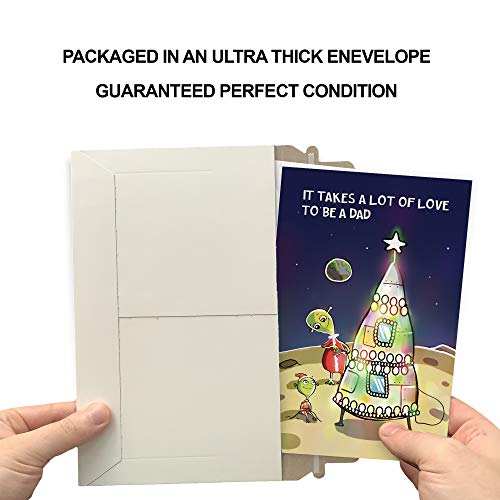 Prime Greetings Christmas Card for Dad Made in USA Eco-Friendly Thick Card Stock 5x7.75in with Premium Envelope - For Dad