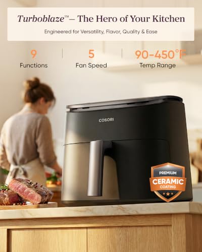 Cosori TurboBlaze 9-in-1 6 Qt Dark Gray Air Fryer with Ceramic Coating