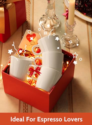 Sweese 5oz Porcelain Espresso Cups Set of 4 White - Demitasse Coffee Mugs