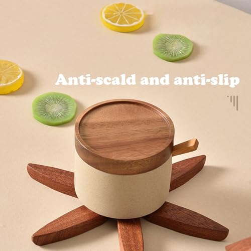 Fuijeuj Wooden Tree Trivet Set - Christmas Tree Design, 4-Piece Kitchen Hot Dish Coasters, Gift for Women