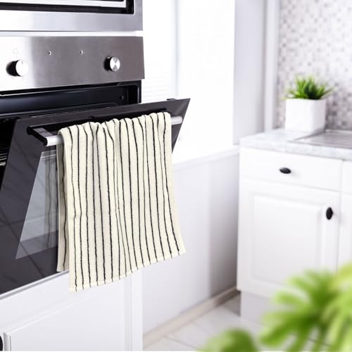 Jacquotha Black and White Striped Cotton Hand Towels 14x29