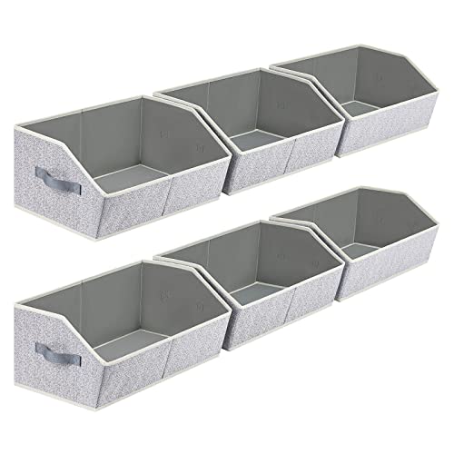 Closet Organizers Bins 6-Pack Fabric Trapezoid Storage Bins Light Gray
