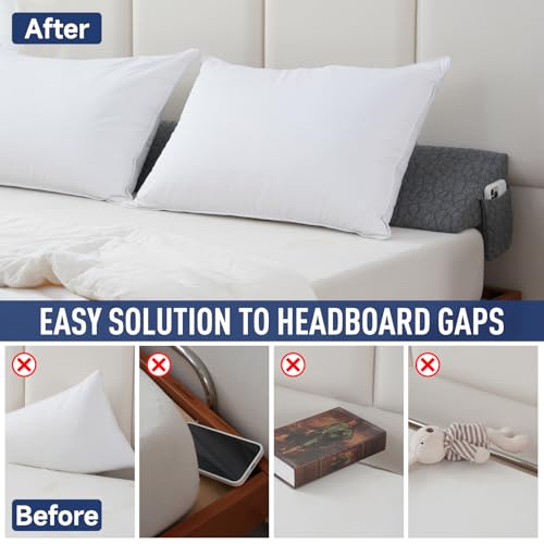 King Bed Wedge Pillow - Headboard Gap Filler, Non-Slip Foam