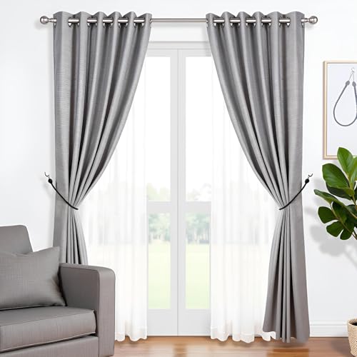 28-Inch Hand-Woven Curtain Tiebacks - Black Decorative Rope Holdbacks