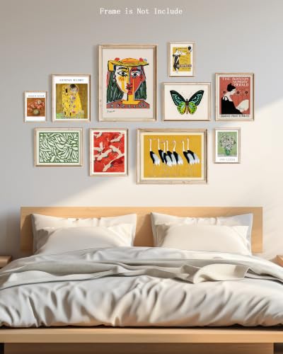 10-Piece Vintage Eclectic Gallery Wall Art Set, Unframed Canvas Prints