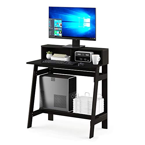 A-Frame Computer Desk with Monitor Stand and Hutch, Espresso