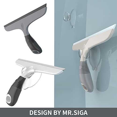 10-Inch Silicone Shower Squeegee for Glass Doors with Suction Hook