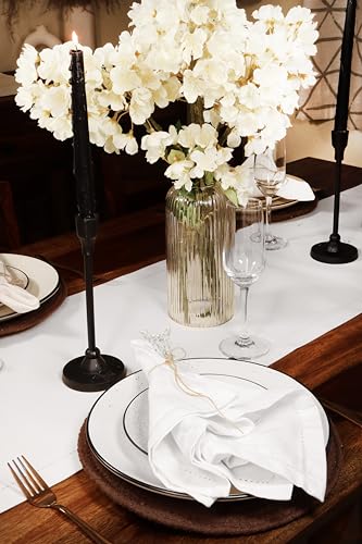 18x18 Inch Cotton Cloth Napkins - Set of 12 Washable White Dinner Napkins