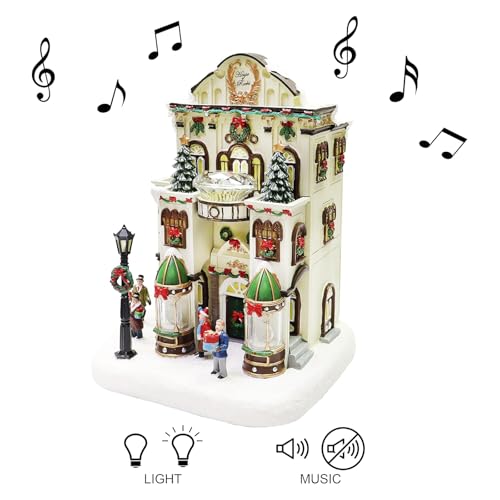 11" Lighted Christmas Village Jewelry Shop - Hand-Painted Polyresin with Music