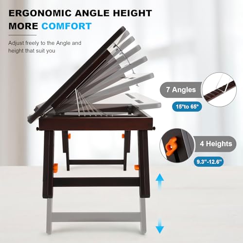 Adjustable Bamboo Drafting Desk & Foldable Drawing Table Easel