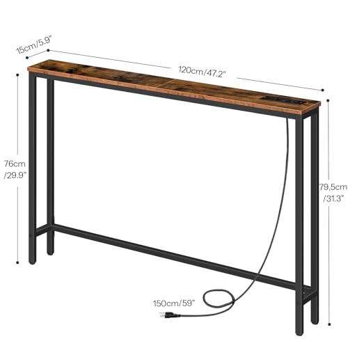 47-Inch Narrow Console Table with Power Outlet and USB Charging Station