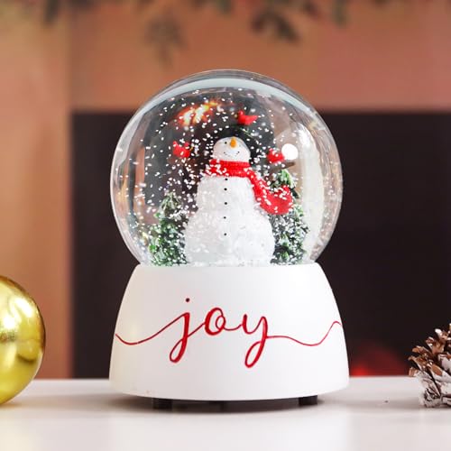 MUMTOP Snowman Snow Globe with Red Cardinal Music Lighted Swirling Glitter for Christmas Decor