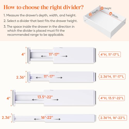 Adjustable Drawer Dividers 8 Pack Expandable Plastic Separators