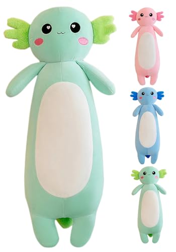 Kekeso 31.5in Axolotl Plush Pillow – Long Axolotl stuffed toy for kids & adults, green 80cm