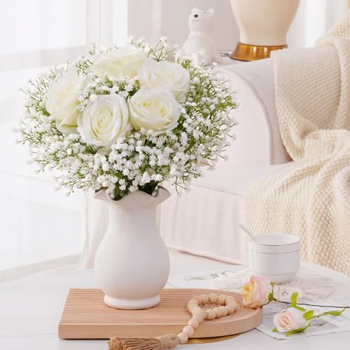 30 Pcs Artificial Baby's Breath Flowers - Realistic White Faux Floral for Wedding & Home Decor