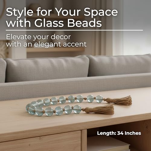 Decorative Blue Glass Beaded Garland 34-inch Tabletop Accent