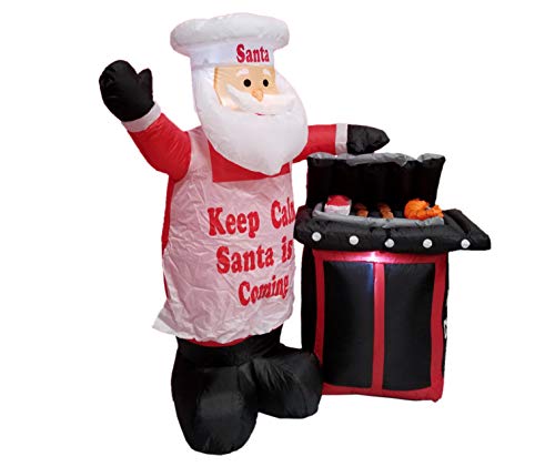Lighted Christmas Inflatable Santa Chef Scene - 5.3 ft Outdoor Holiday Decor