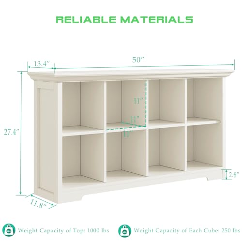 8-Cube Open Bookcase, 2-Tier Low Storage Cabinet with Curved Base