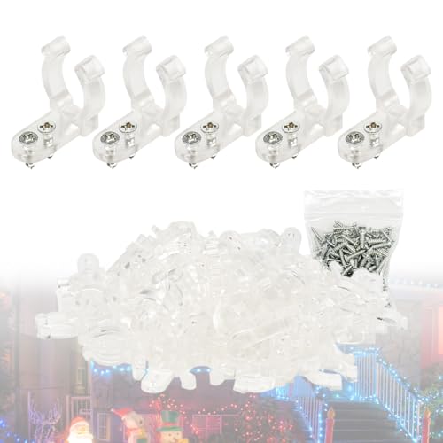 100pcs LED Rope Light Mounting Clips with 200 Screws, 11-13mm Clear PVC
