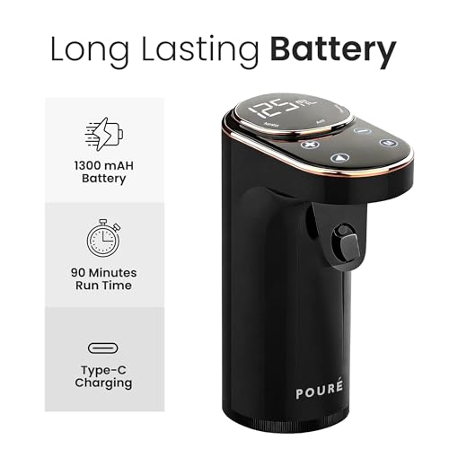 Pouré Obsidian Black 5-in-1 Electric Wine Dispenser & Aerator with Touch Screen