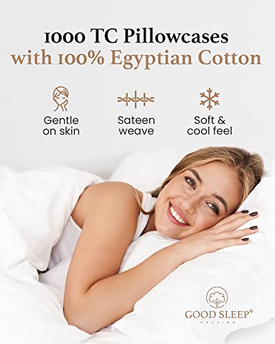 1000 Thread Count Egyptian Cotton Pillowcases - Set of 4, Standard Size