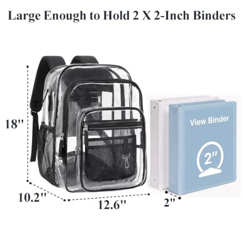 18-Inch Heavy-Duty Clear Backpack for School - Fits 16-Inch Laptop