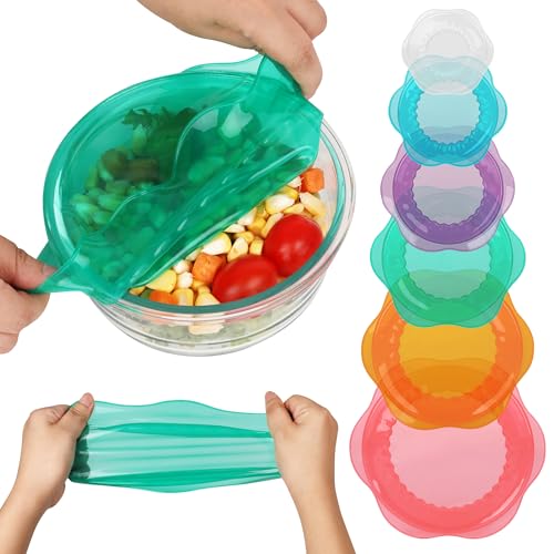 Reusable Silicone Stretch Lids (6-Pack) - Airtight Bowl & Container Covers