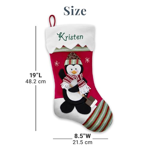 Personalized Christmas Stocking with Embroidered Name - 3D Plush Fox