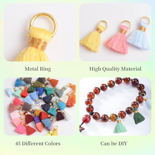 90 PCS Mini Tassels for Jewelry Making, 2.4cm Tiny Decorative Craft Charms