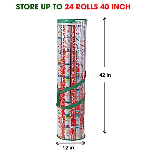 Clear PVC Christmas Wrapping Paper Storage Bag 40 Inch Roll Organizer