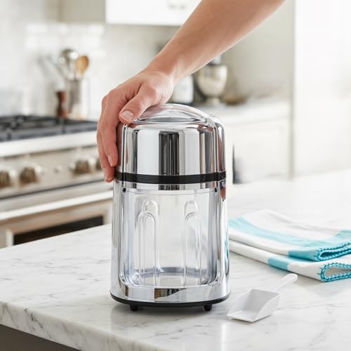 GARUET Manual Ice Crusher with Stainless Steel Blades & Bonus Ice Bucket for Cocktails