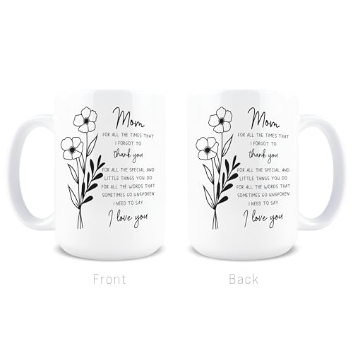 I Love You Mom Mug 15oz Ceramic Coffee Cup with Funny Gift Message