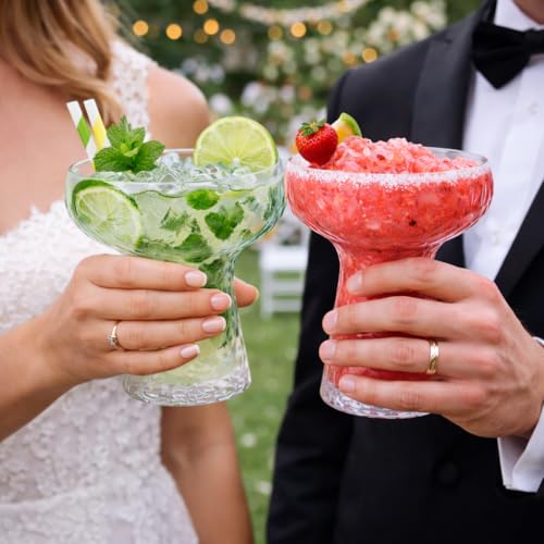 Oojami Clear Hammered Plastic Margarita Glasses 11 oz - Pack of 40, Heavy Duty, Disposable Party Drinkware