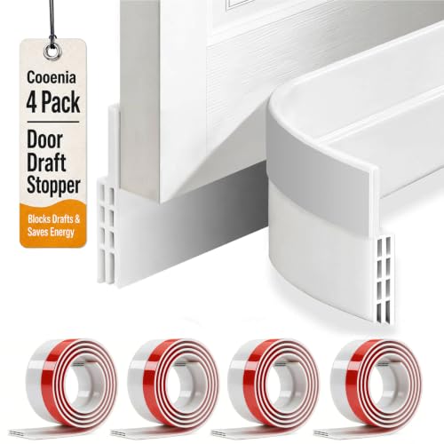Silicone Door Draft Stopper and Sweep 4-Pack - 39" x 2" White
