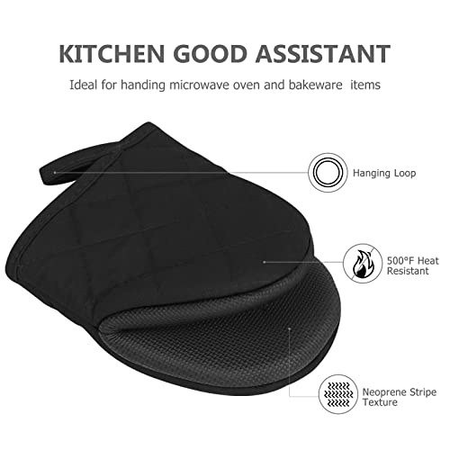Short Silicone Oven Mitts, Heat-Resistant Kitchen Gloves with Non-Slip Grip