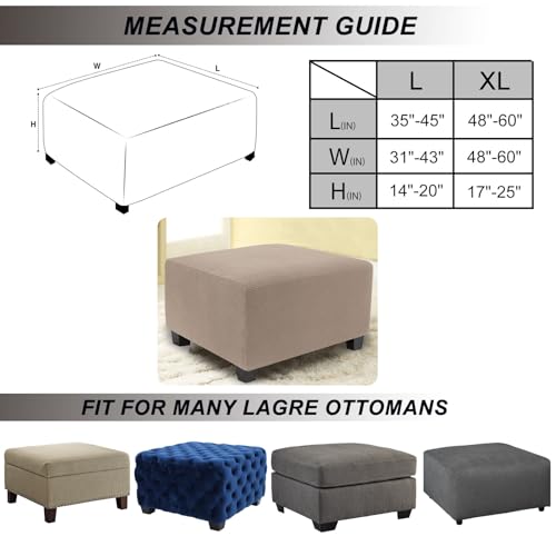 Large Stretch Knitted Ottoman Cover - Soft Jacquard Foot Stool Protector
