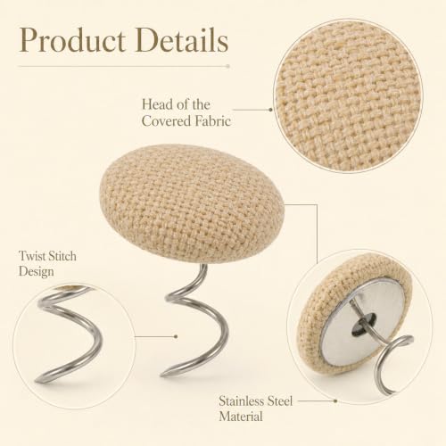 12-Pack Beige Upholstery Twist Pins for Bed Skirts & Headliners