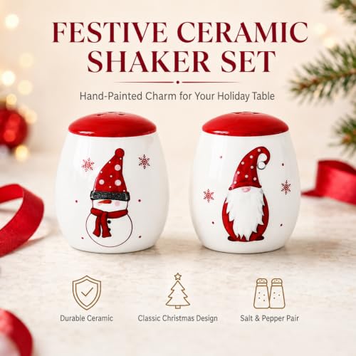LunarFiery Christmas Salt and Pepper Shaker Set Ceramic Farmhouse Decor