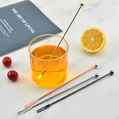 Black Stainless Steel Cocktail Stir Sticks 4Pcs 7.5'' Reusable Swizzle Sticks for Drinks