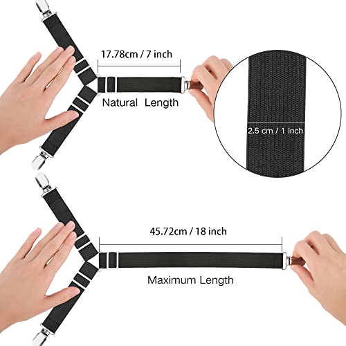 Adjustable Bed Sheet Straps - 4 Pack Mattress Corner Clips & Fasteners