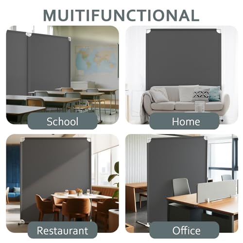 Portable Privacy Room Divider, Grey Steel Frame Folding Partition Screen