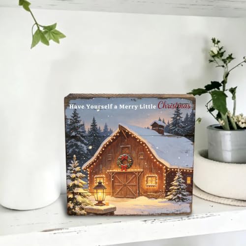 Christmas Barn Rustic Farmhouse Winter Wood Desk Sign Decor - Have Yourself a Merry Little Christmas (SOW27) - SunyJone