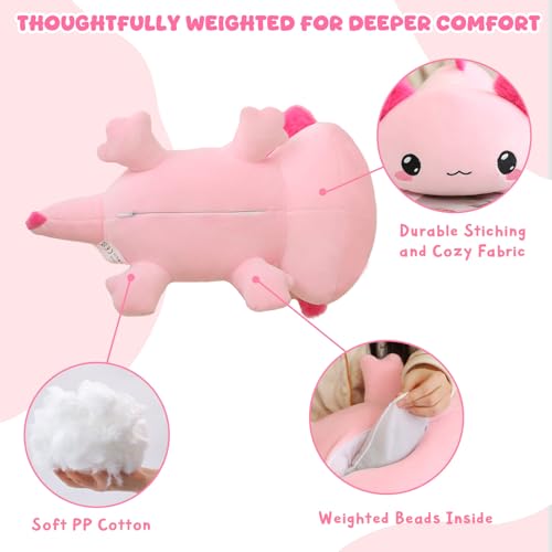 TOYSYM Weighted Axolotl Stuffed Animal - Soft Plush Pillow Toy for Kids & Adults