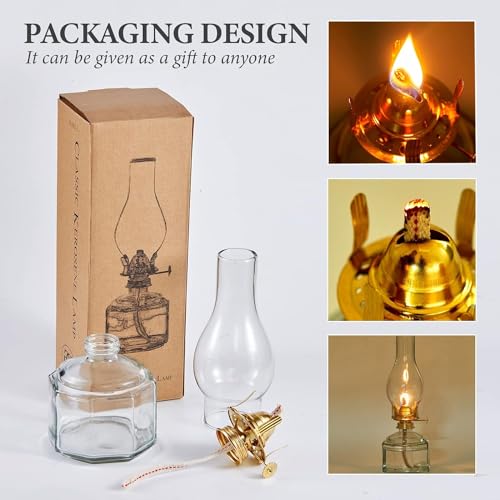 Vintage Glass Kerosene Oil Lamp for Indoor Use - Clear Hurricane Lantern