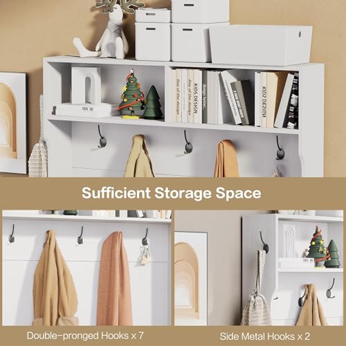 71-Inch Hall Tree with Bench, Shoe Storage and 7 Coat Hooks